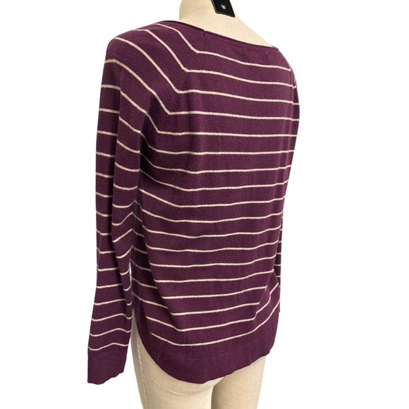 Pink Clover Womens Medium Petite Pullover Striped Knit Sweater Viscose/Nylon Pur - Picture 7 of 10